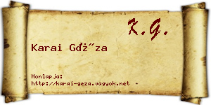 Karai Géza névjegykártya