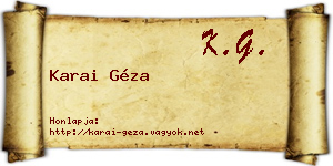 Karai Géza névjegykártya