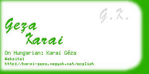 geza karai business card